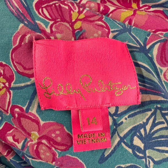 Lilly Pulitzer Niki One Shoulder Romper Size 14 Cumulus Blue Orchid Oasis DR1787 - Picture 10 of 13